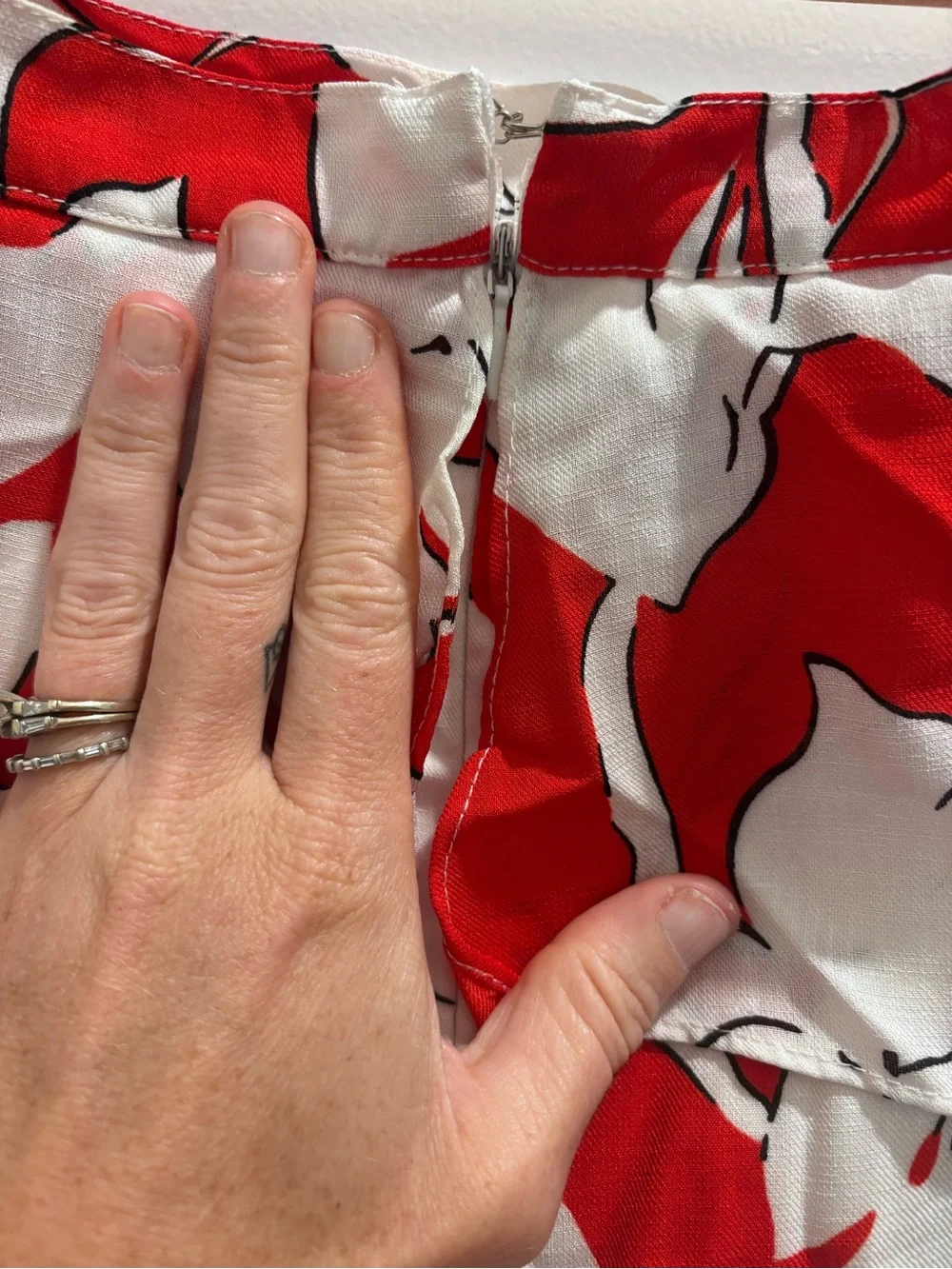 Elevenses Off-Shoulder Red & White Floral Wide-leg Jumpsuit